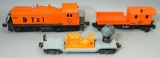 Lionel Depressed Flatcar with Searchlight and Detroit Toledo & Ironton Locomotive and Caboose