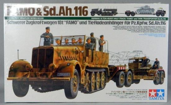 Tamiya German 18-Ton Heavy Half-Track 'FAMO' and Tank Transporter Model