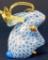 Herend Blue Fishnet Rabbit with Foot Raised, with Box