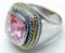 Ladies Large Pink Stone Costume Jewelry Ring