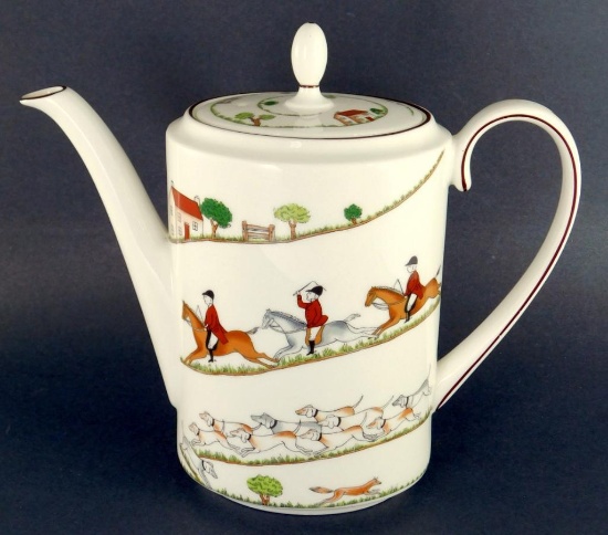 Coalport Fox & Hounds Hunting Scene Lidded Coffee Pot