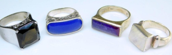 Grouping of Four Sterling Silver Ladies Rings