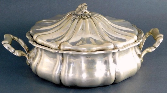 Antique Sterling Silver Double-Handle Tureen by Franz Schiffer