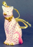 Herend Cat Figurine with Bow and Herend Box