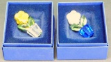 Grouping of Two Swarovski Crystal Potted Flower Miniatures with Boxes