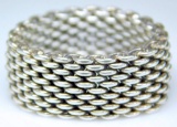 Tiffany & Co 925 Sterling Silver Mesh Chainmail Ladies Ring