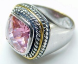Ladies Large Pink Stone Costume Jewelry Ring