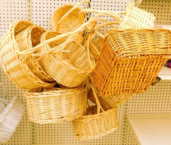 Assorted Baskets in Natural and White, Dozen+