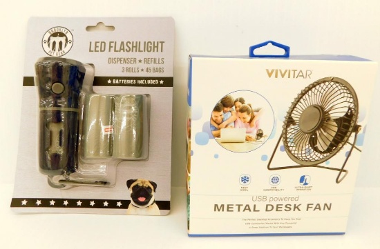Mini-Fan and Brooklyn Pet Gear LED Flashlights and Doggie Doo Bags, 12 Units