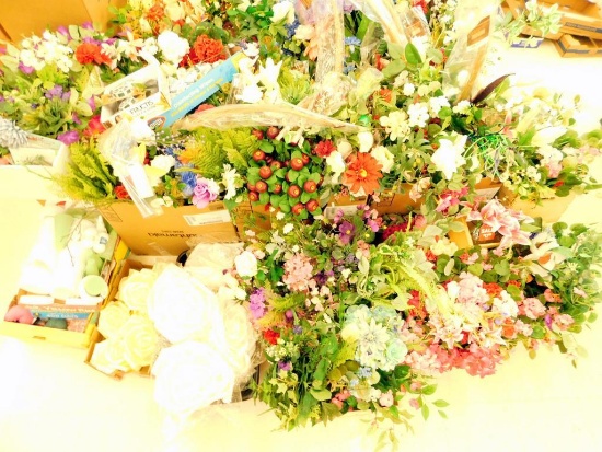 Massive Grouping of Faux Flowers, Display Cones, and Accessories