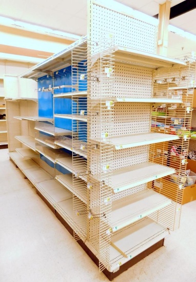 Gondola Shelving: Aisle Unit, 14' Long, 6 Bases, 49 Shelves