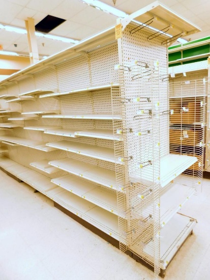 Gondola Shelving: Aisle Unit, 21'6" L, 9 Bases, 98 Shelves