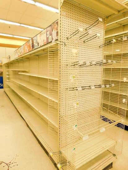 Gondola Aisle Shelving 24' L, 58 Shelves, 10 Base