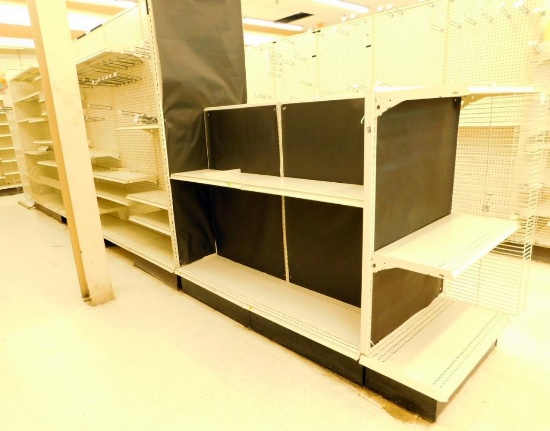 Gondola Aisle Shelving 25' L, 9 Base, 42 Shelves