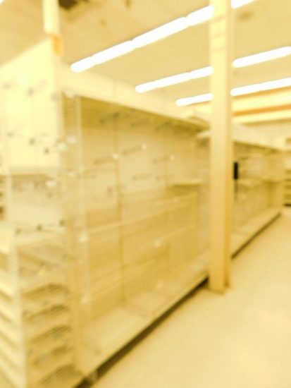 Gondola Shelving: 24' Long, 10 Bases, 25 Wire Displays, 56 Shelves