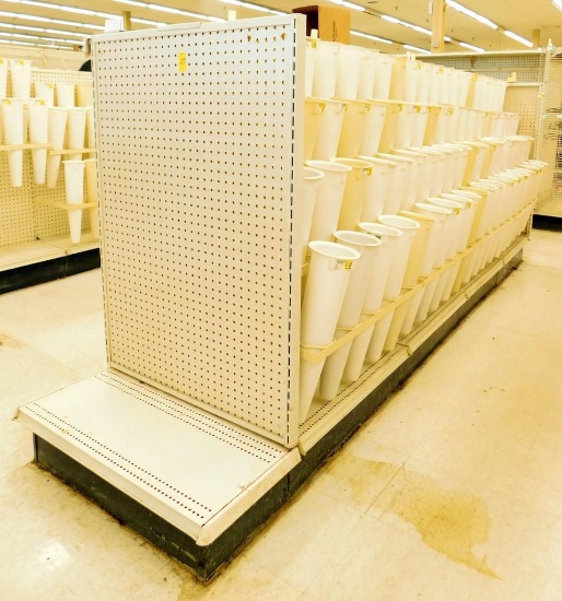 Gondola Shelving: Aisle Unit, 12' Long, 5 Bases, 16 Wire Displays, 80 Cones