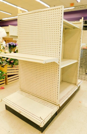Movable Gondola Shelving: Center Aisle Unit, 2'10" Long, 3 Bases, 6 Shelves