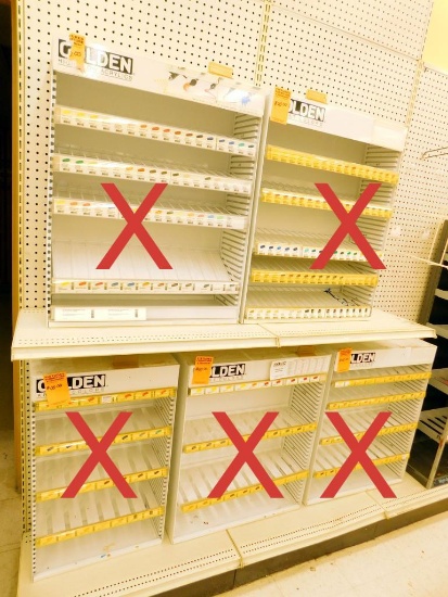 ???????Gondola Shelving: Back Wall, 25' Long, 10'1" Tall, 10 Bases, 9 Shelves