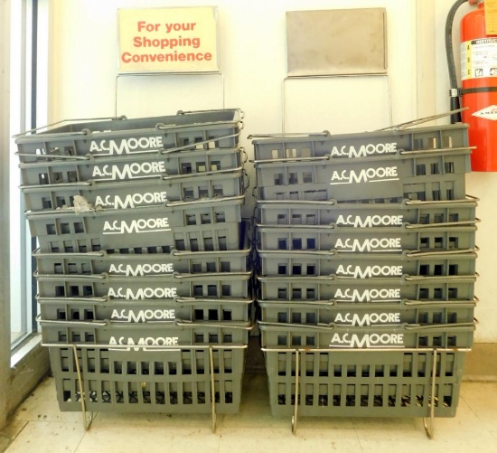 Black Plastic Shopping Baskets, 16 Units