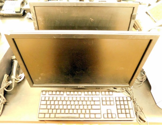 Three Dell Flat Screen Monitors Two Used and Two NIB Keyboards
