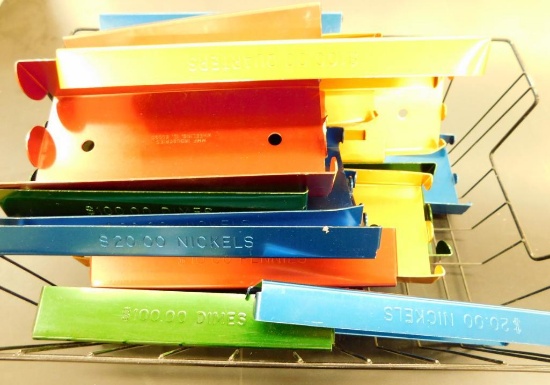 Grouping of Coin Roll Counting Trays and Cash Register Trays