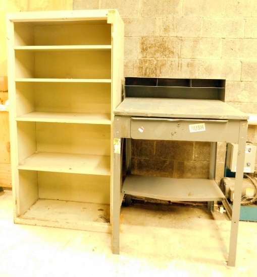 Metal Warehouse Foreman Podium Desk and Metal Cabinet
