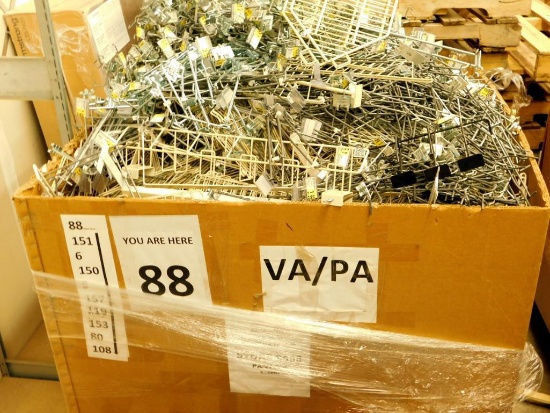 Two Large Containers of Gondola Retail Shelving Hooks and Accessories