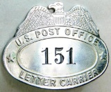 Obsolete US Post Officer Letter Carrier USPS # 151 Visor Cap Badge