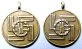 Two (2) German WWII Waffen SS Miniature 8-Year Long Service Medals