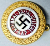 German WWII NSDAP Golden Party Swastika Badge