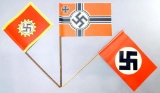 (3) Swastika Parade Rally Paper Flags