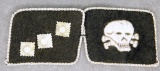 Pair of German WWII Waffen SS Totenkopf Officers Collar Tabs