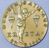 German WWII Luftwaffe 1941 KRETA Greece Paratrooper Fallschirmjager Table Medal