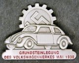 German WWII 1938 Volkswagen VW Ground Breaking Plant Badge