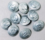 (10) German WWII Waffen SS Totenkopf Skull Uniform Buttons