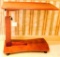 Wooden Overbed Table, Brass Towel Rack, and Woven Hamper