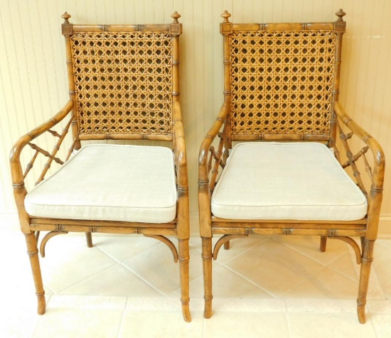 Pair of Cane Padded Armchairs