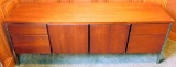 Mid-Century Modern Litton Lehigh-Leopold Walnut and Chrome Credenza