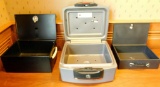 Three (3) Fire-safe and Metal Locking Cash Boxes