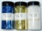 Glitter Shaker Containers in Gold, Blue, and Crystal, Dozens of Units