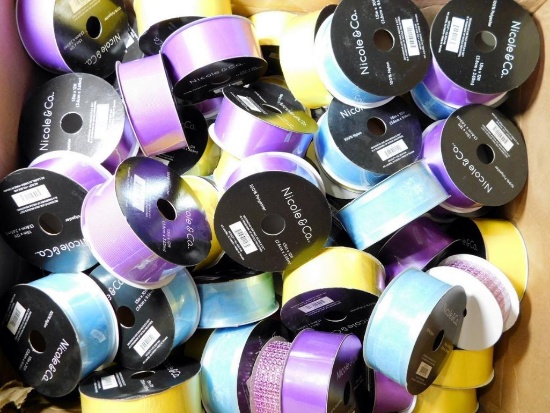 Dozens of Spools of Assorted Decorative Ribbon