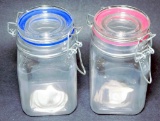 Square Glass Storage Jars with Hasp Lid, 70 Units