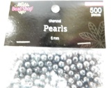 Packets of 6mm Charcoal Pearls, Tub Full