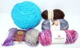 Variety of Yarn Sizes and Styles, 33 Skeins and Balls