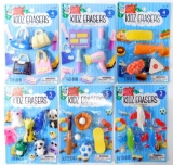 Bright Minds Kidz Erasers in Food, Fashion, Outdoors, Animal Themes and More, Dozens of Units