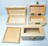 Unfinished Small Wooden Boxes and Trays Assortment, Dozens of Units