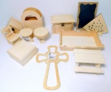 Variety of Unfinished Wooden Crafts, Dozens of Units