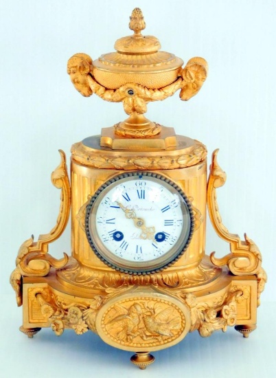 Louis XVI Style Gilt Bronze Mantel Clock by Constantin Detouche, Paris