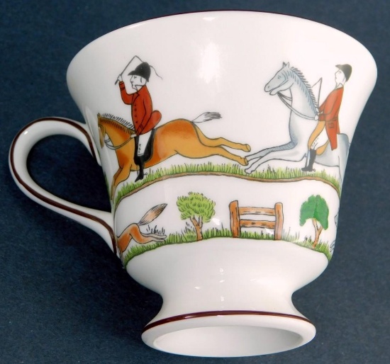 Coalport Fox & Hounds "Hunting Scene" Tea and Coffee Cups, Set of Eight (8)