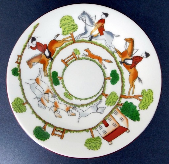 Coalport Fox & Hounds "Hunting Scene" Saucers, Set of Eight (8)